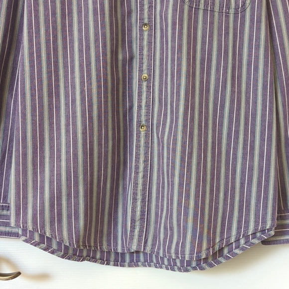 L.L. Bean 90's Vintage Classic Striped Long Sleeve Button Down Shirt Purple XXL - Picture 7 of 12